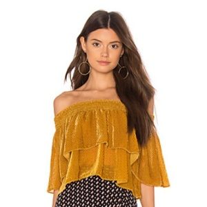 Flynn Skye Athens Top in Mustard Velvet Checks